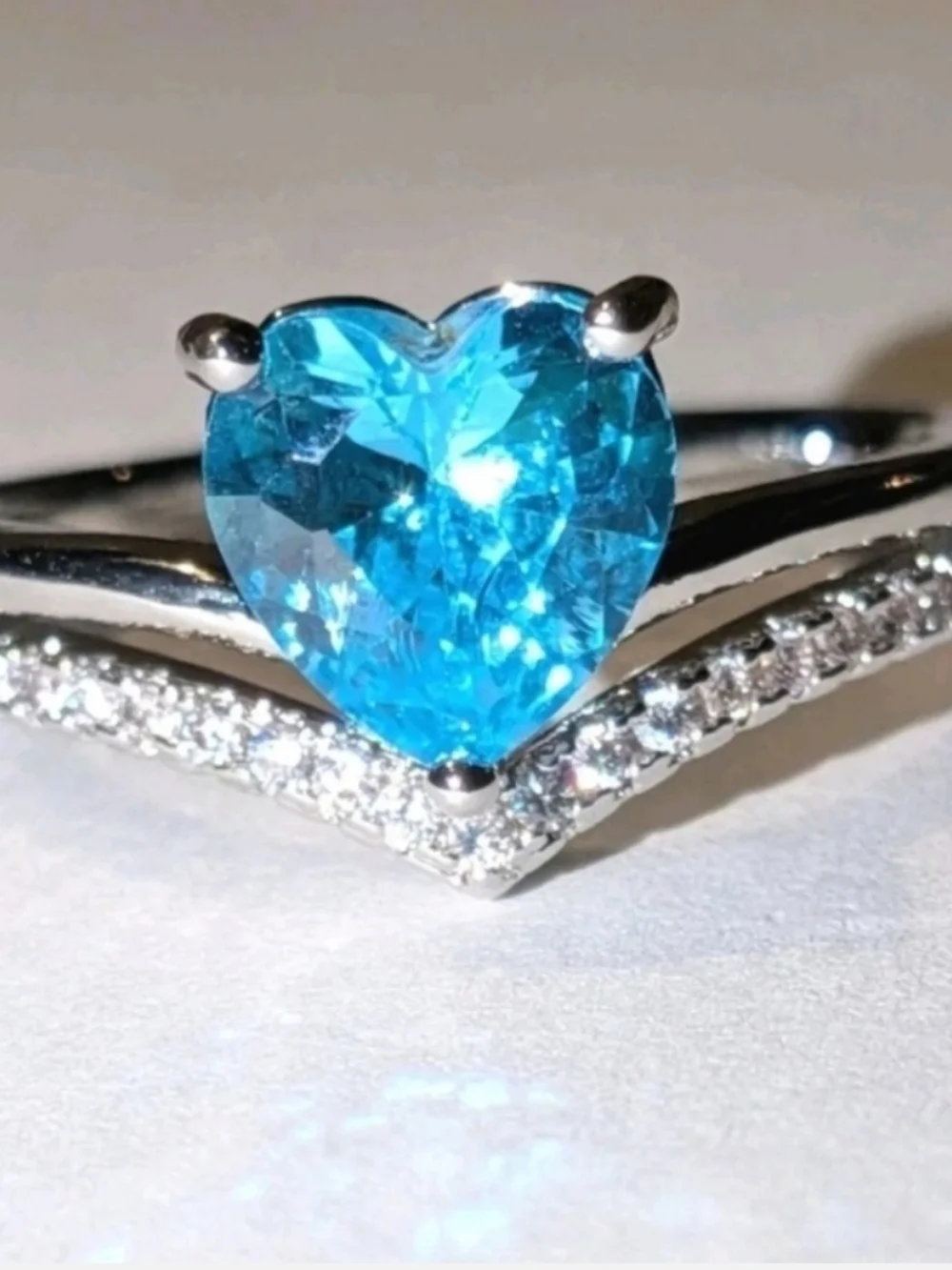 Lab-Created Blue Topaz 3ct Heart Cut Women's Engagement Ring White Gold Plated